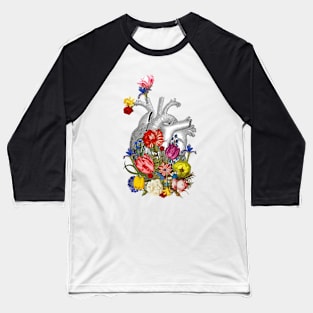 anatomical heart with colorful flowers Baseball T-Shirt